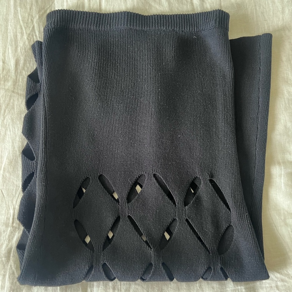 Black Knit Skirt with Cutout Design